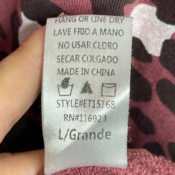 EASEL | Mauve Off The Shoulder Leopard Print Long Sleeve Sweatshirt | Size L - Picture 9 of 11